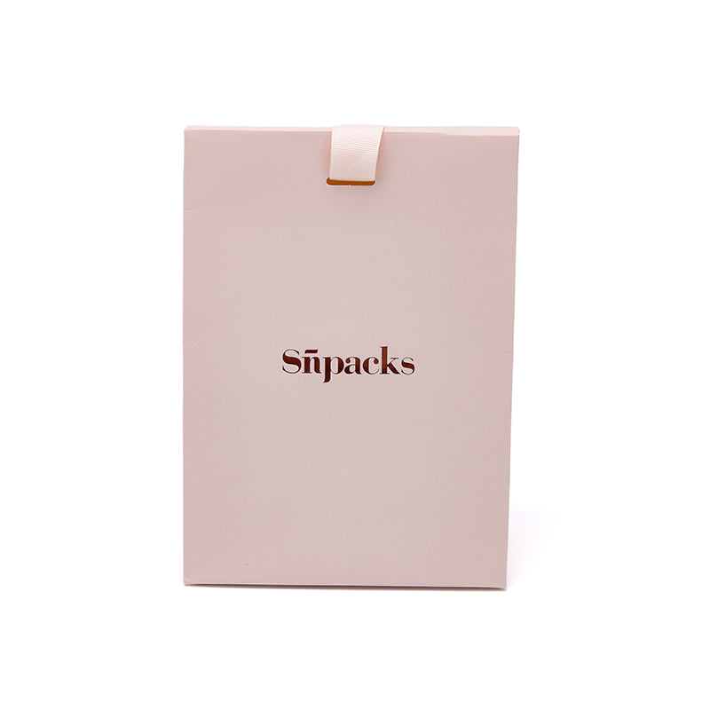 Custom Foldable Gift Box with Ribbon Tab and Foil Logo
