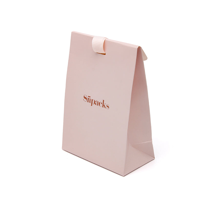 Custom Foldable Gift Box with Ribbon Tab and Foil Logo